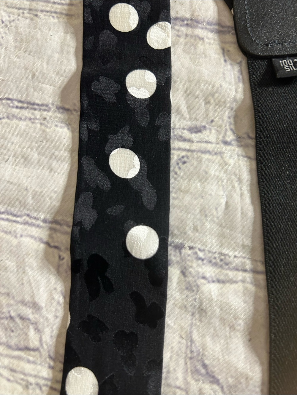 100% SILK BLACK AND WHITE POLKA DOTS SUSPENDERS GOLD TONE HARDWARE ADJUSTABLE - Picture 2 of 7